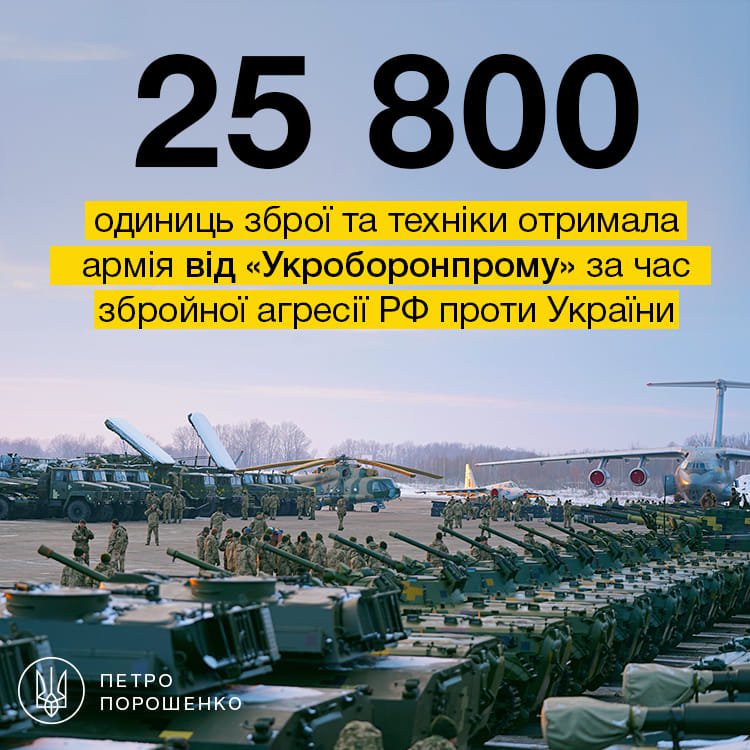 Українська армія за 5 років отримала понад 25 тисяч одиниць зброї - Порошенко