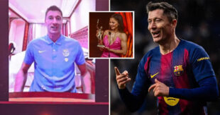 Роберт Левандовський отримав звання чемпіона століття — але нагороду довелося забрати його дружині