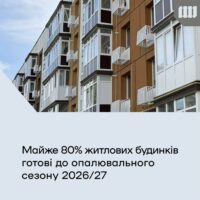 Майже 80% житлових будинків готові до опалювального сезону 2026/2027